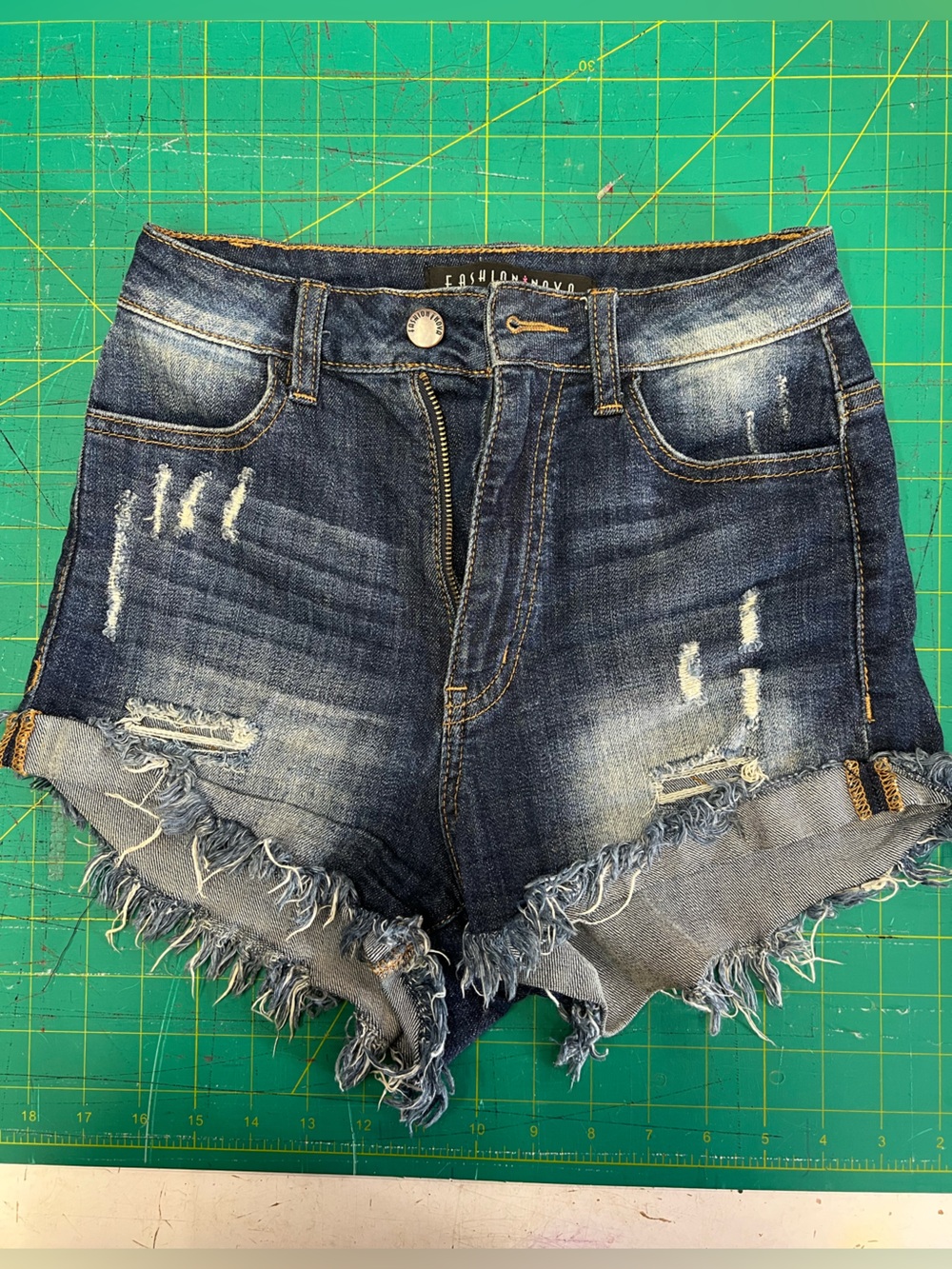 Fashion Nova - Distressed Dark Wash Denim Cutoff Shorts